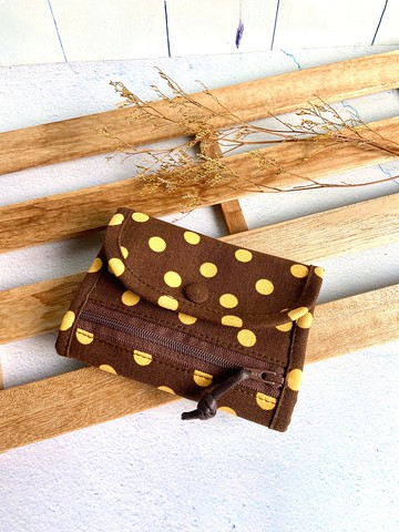 水玉點點短夾 自動分類鈔票零錢 母親節 生日換禮物 棉布製作