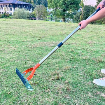 實用園藝工具 枯草耙 鋼齒茅草耙 可拆卸手柄草坪花園施肥蘆葦栽培 土壤耙栽培器 金屬耙 多功能花園耙 碳鋼頭耙 田螺精選