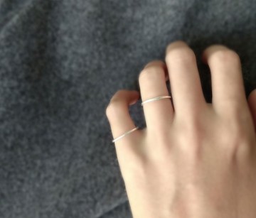 手工鍛敲 純銀 線戒, 細戒指, 1.2mm