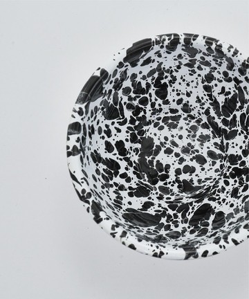 二入組 Crow Canyon 經典大理石系列 琺瑯優格碗 - 黑色 D02