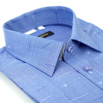 金安德森 深藍色橫紋圖騰窄版長袖襯衫