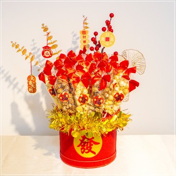 過年發財小禮籃 財運爆發 輕巧包爆米花18入 拜拜禮籃 新居入宅