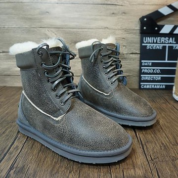 冬季新款系帶羊皮毛一體馬丁靴  雪地靴   復古色   中筒靴30-15