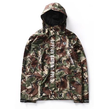 秋冬迷彩潮流外套防水日系潮牌3M反光印花休閑帥氣連帽沖鋒風衣男