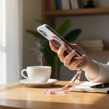 璞心堂 -天然水晶手機吊繩飾品系列-櫻語雪夢