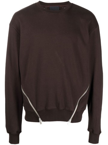 HELIOT EMIL - zip-details cotton sweatshirt - men - Organic Cotton - S - Brown