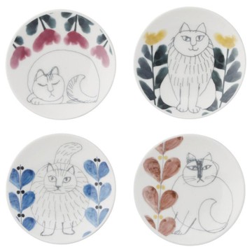日本製 Lisa Larson 陶瓷豆皿 貓咪餐盤 4件組 小碟 醬油碟 盤子 禮物【南風百貨】