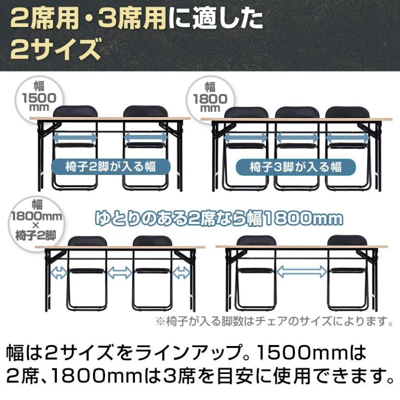 法人様限定 会議用テーブル 折りたたみテーブル 棚付き 幅1800×奥行600