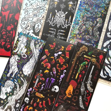 38款薄荷兔韓國baek sanga羽毛骷髏手賬手帳貼紙 咕卡貼紙ins追星