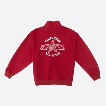 CONVERSE YOTH NOVELTY HALF ZIP FLEECE TOP RED CNY 中性上衣 紅-TWUCJ392-B35