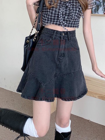大碼高腰魚尾 牛仔半身裙 女遮肚顯瘦 小個子a字包臀短裙子【不二雜貨】