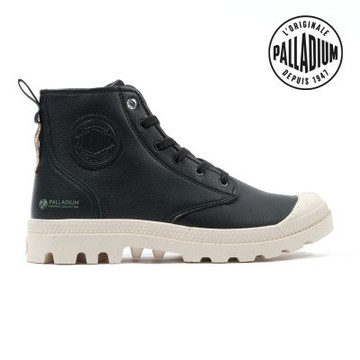 PALLADIUM PAMPA HI RE-VEGAN LTH拉鍊高筒靴/休閒鞋-男鞋/女鞋-黑/奶白