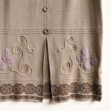 【蛋植物古著】蝶舞線繡高腰針織古著長裙