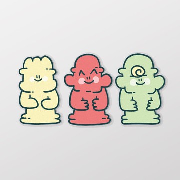 三色小精靈/戴生家族/車貼、貼紙、軟磁 SunBrother孫氏兄弟