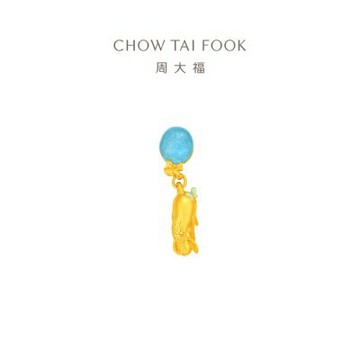 【周大福】迪士尼小熊維尼系列 Q版氣球屹耳 黃金串珠