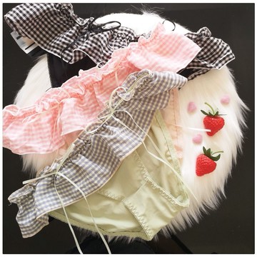 (多條裝)可鹽可甜裙擺內褲女日系軟妹二次元甜美格子內褲復古