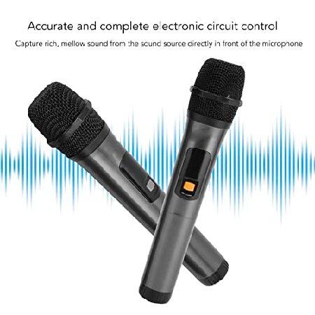 Wireless Karaoke Microphone, UHF Dual Cordless Metal Dynamic Mic System, Cardioid Shape Handheld Microphones with Rechargeable Receiver for Home Karao