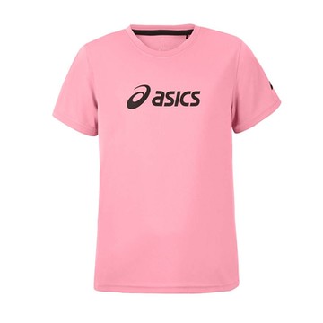 ASICS 男女兒童短袖T恤-台灣製 吸濕排汗 上衣 慢跑 童裝 亞瑟士 2034A799-700 粉紅黑