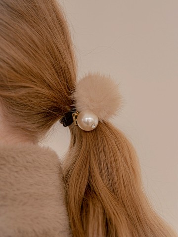 Fur Pearl Ponytail Hair Tie - 4 Colors