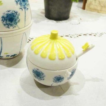 義大利Rosso 幸福蒲公英 陶瓷圓形糖罐（附小湯匙）