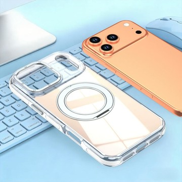 適用iPhone17ProMax手機殼雙色訊彩變色龍360旋轉磁吸支架蘋果16