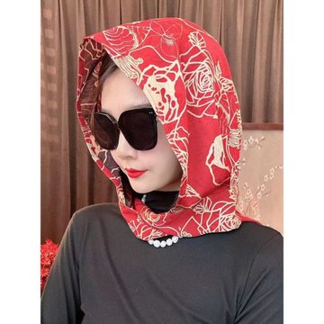 春夏2025新款雙面雙色香云紗絲巾帽旅行拍照防曬遮陽帽薄款頭巾帽