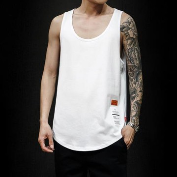 夏季純色運動背心男士寬松百搭胖子大碼無袖坎肩T恤潮流ins打底衫