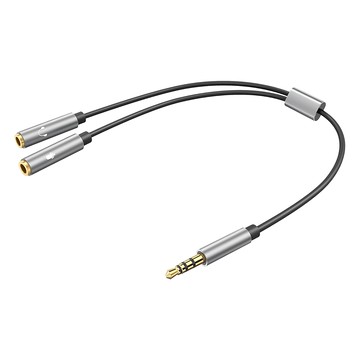 UGREEN 綠聯 3.5mm公轉2母 AUX和麥克風 20cm 鋁殼  黑色  1個  30619