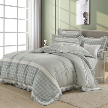 床包被套組(鋪棉兩用被套)-雙人/加大/特大/ 60支萊賽爾天絲四件式 / 刺繡 / 青澀約定 台灣製