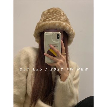 DLTLab丁老頭新品冬季保暖豹紋毛絨毛線帽女韓國秋冬小眾小頭帽子