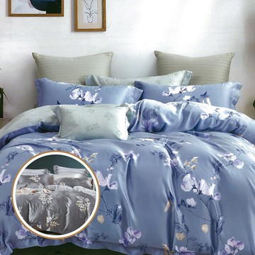 【FITNESS】100%純天絲頂級60S雙人七件式床罩組-2款任選_TRP多利寶