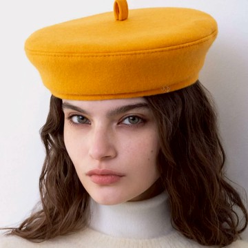 Ruslan Baginskiy RB小圈字毛絨貝雷帽/橘黃 - S