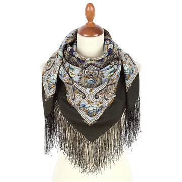 正品 Павlovo Posad 俄羅斯披肩絲巾 柔軟100% 羊毛 89x89 公分 2003-10