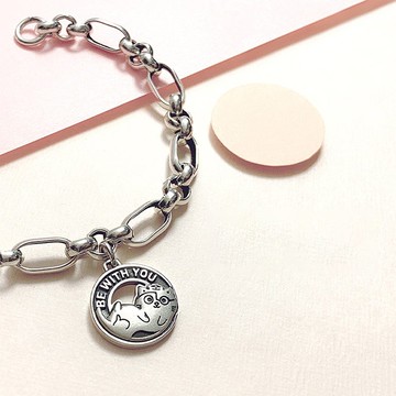 經典黃阿瑪系列-無聲陪伴純銀手鍊(粗鍊款)