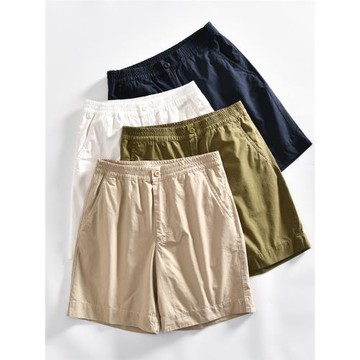 基礎款-出口日單~全棉面料！夏季男士松緊腰五分褲休閑純色短褲潮