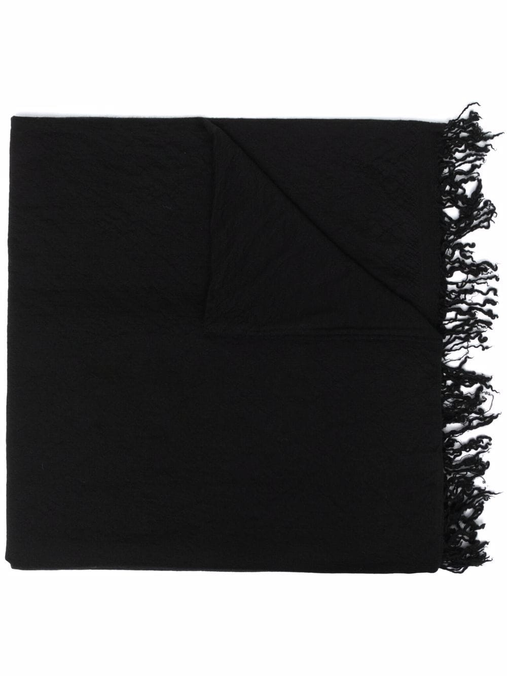 Rick Owens - fringed fine cashmere scarf - women - Cashmere - One Size - Black