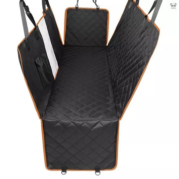 寵物車用墊 狗狗坐墊帶側翼的防水車用後座保護套 600D防刮防滑帶網狀窗口和儲存袋 黑橙色