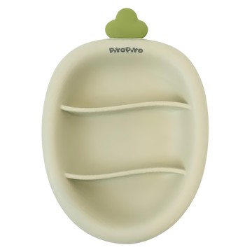 PiYOPiYO 黃色小鴨 鉑金矽膠大吸力蘿蔔盤 分隔設計 食物不混味 加大吸盤 避免餐具滑動  1個  綠色