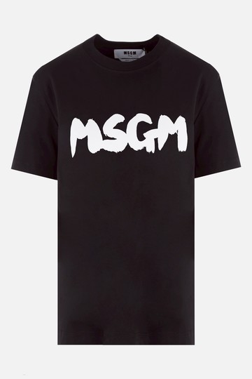 MSGM new brushed logo print cotton t-shirt Woman