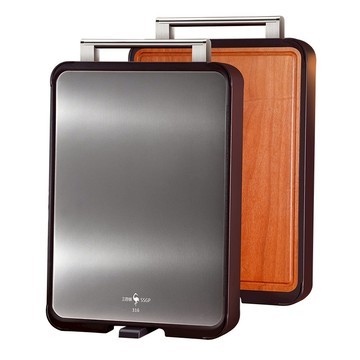 PUSH!廚房用品316不銹鋼砧板 進口鐵木菜板 實木砧板 雙面剁肉切菜板 二種規格可選 D393