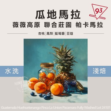 瓜地馬拉 薇薇高原 聯合莊園 帕卡馬拉 水洗 淺焙 熟豆 咖啡豆『93咖啡』