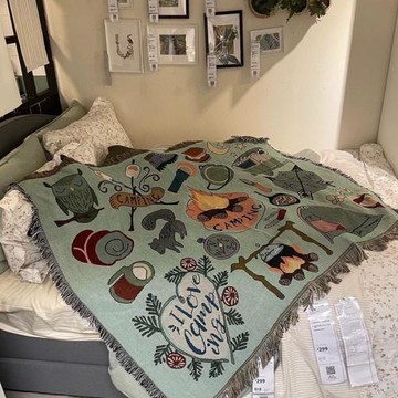 卡通美式裝飾掛毯戶外多功能個性蓋毯帳篷房車睡毯沙發毯露營床毯