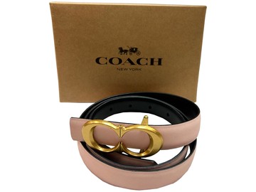 ~雪黛屋~COACH 皮帶淑女窄版洞扣皮帶國際正版進口防水防刮皮革購證保卡盒塵套提袋C839601