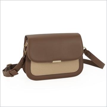 拼接造型釦式側背包[LG-1033-Q4-W]