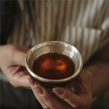 手工純天然包銀竹根茶杯純銀茶器品茗杯復古茶道用具