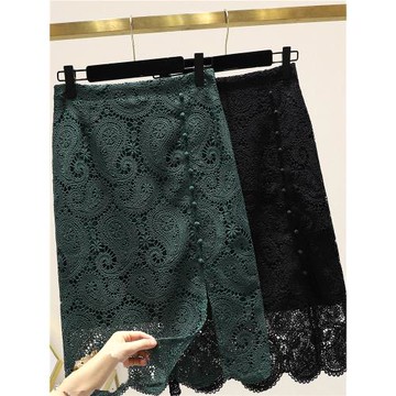 2025夏季新款蕾絲鏤空開叉顯瘦高腰半身裙女中長款一步輕熟包臀裙