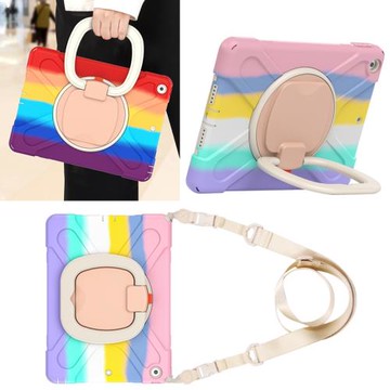 志尖適用蘋果ipad10.2寸保護套防摔斜跨背帶新款ipad9.7寸硅膠手持殼