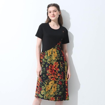 CLL巧玲瓏 雅致花韵拚接洋裝  7695105