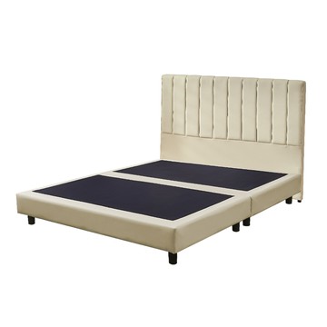 【多瓦娜】黑澤爾5尺皮床組/床頭+床底-二色米色