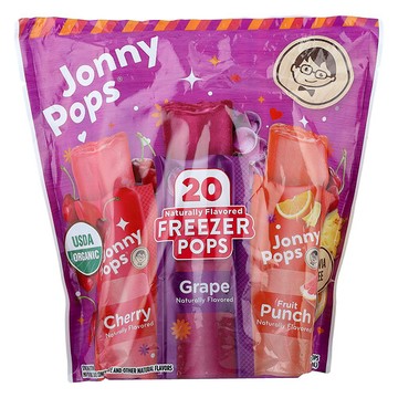 JonnyPops, Freezer Pops, Cherry, Grape, Fruit Punch, 20 Pops, 1.4 fl oz (41 ml) Each